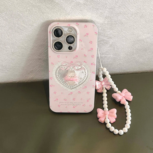 Cameo kitty iphone case with chain - bows - butterfly - dollette - hearts - kawaii