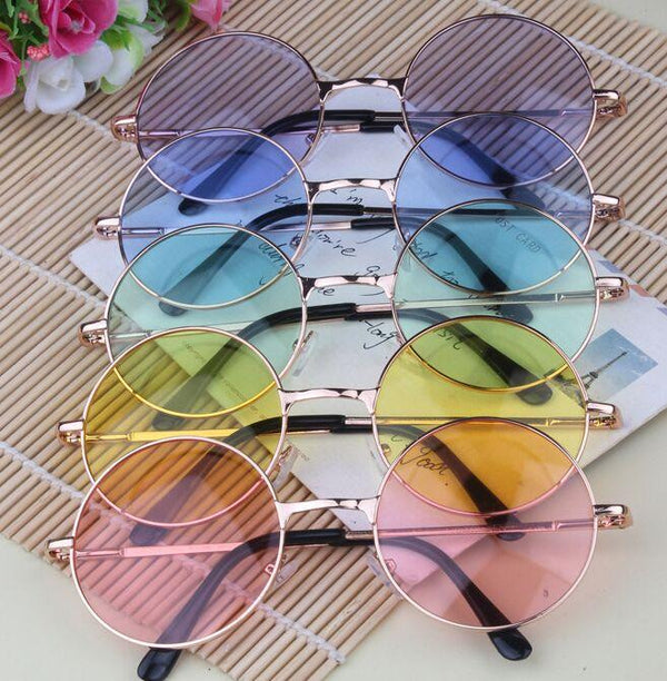 Colored circle sunglasses on sale