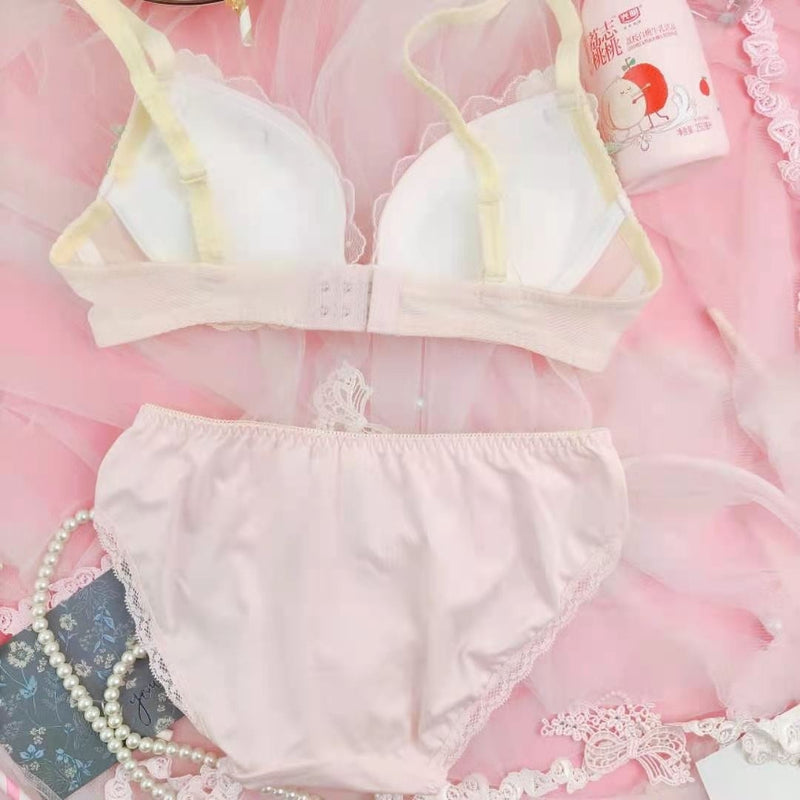 Strawberry / Print Japanese Milk Silk Bra & Panties Set