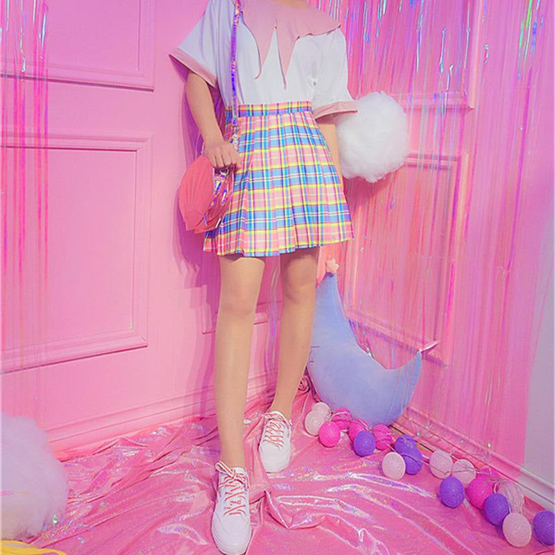 Candy plaid skirt - paci - plaid skirt - pleated - school girl