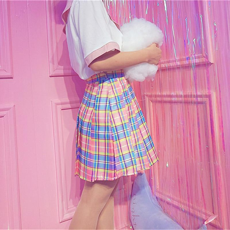 Candy plaid skirt - paci - plaid skirt - pleated - school girl