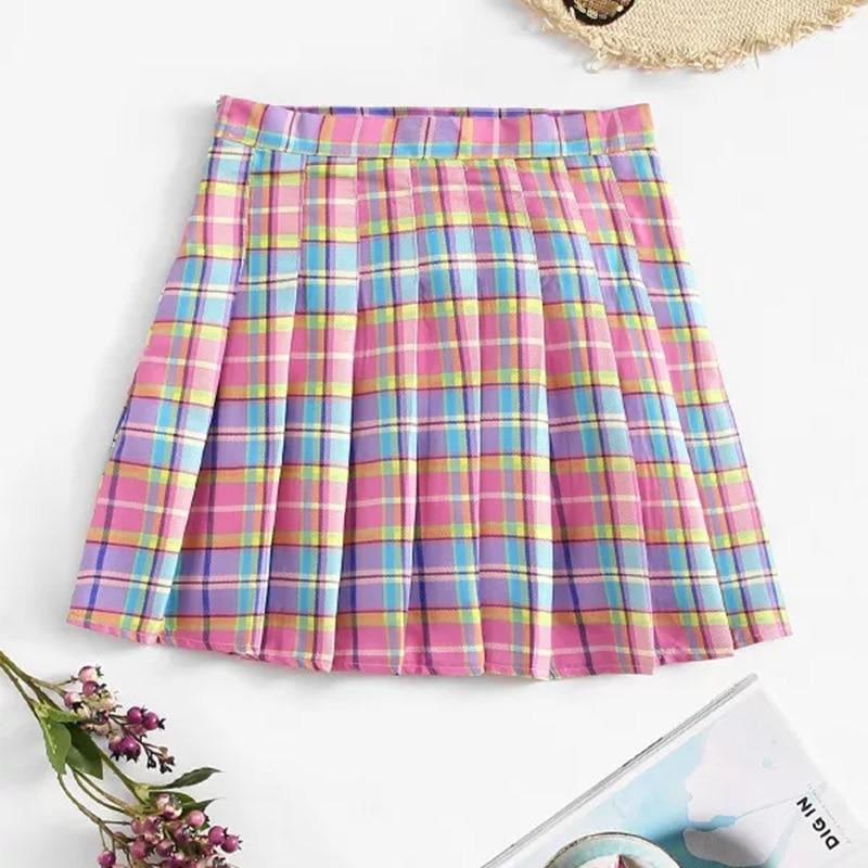 Candy plaid skirt - paci - plaid skirt - pleated - school girl