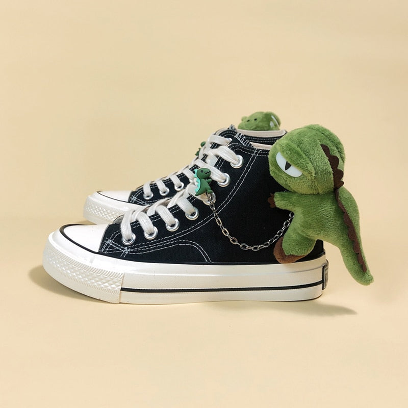 Chained dino high tops - canvas - footwear - hi tops - high - kawaii