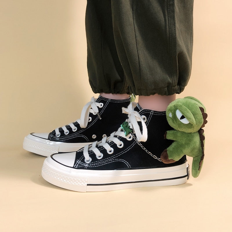 Chained dino high tops - canvas - footwear - hi tops - high - kawaii