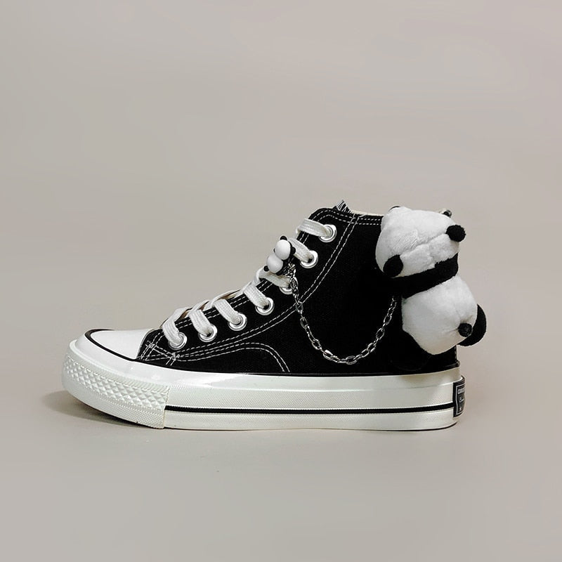 Chained dino high tops - canvas - footwear - hi tops - high - kawaii