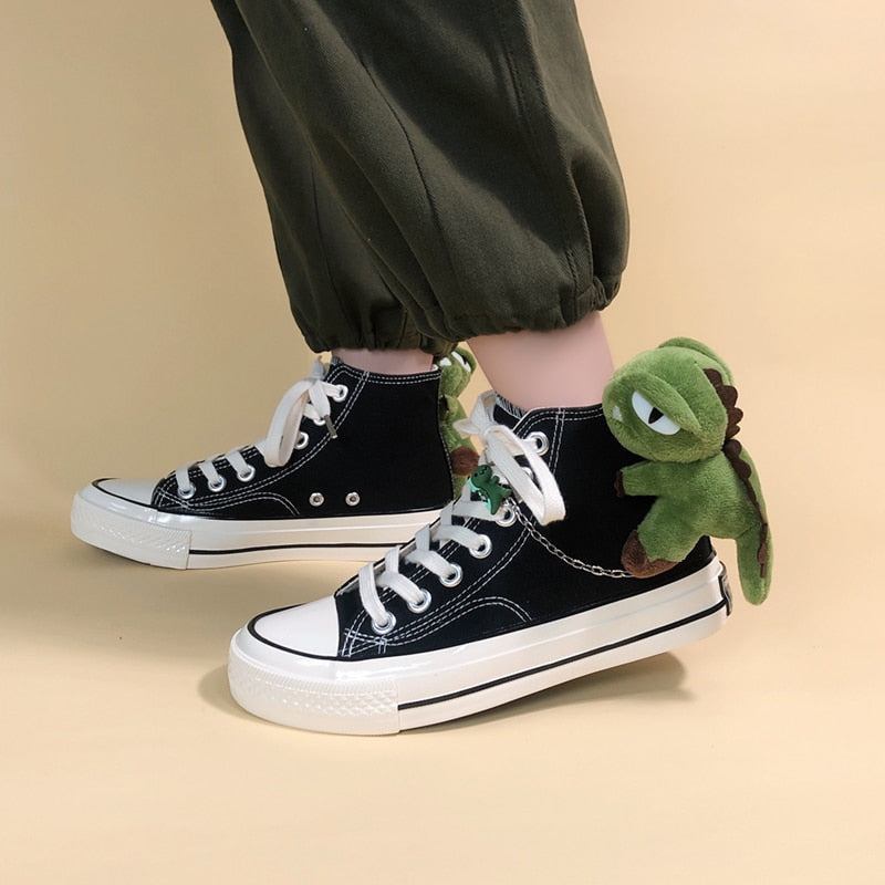 Chained dino high tops - canvas - footwear - hi tops - high - kawaii