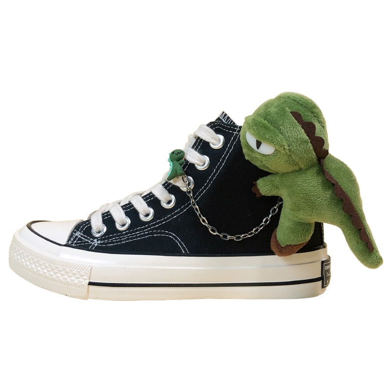 Chained dino high tops - canvas - footwear - hi tops - high - kawaii