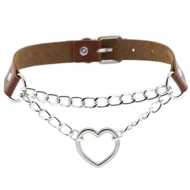 Kawaii chained valentine choker necklace collar heart loop babe