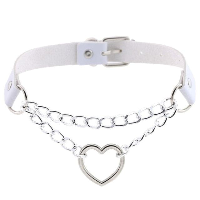 Kawaii chained valentine choker necklace collar heart loop babe