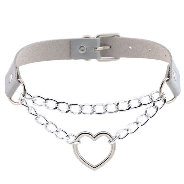 Kawaii chained valentine choker necklace collar heart loop babe