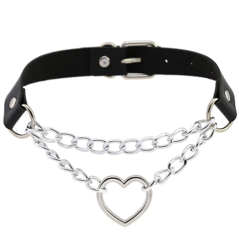 Kawaii chained valentine choker necklace collar heart loop babe