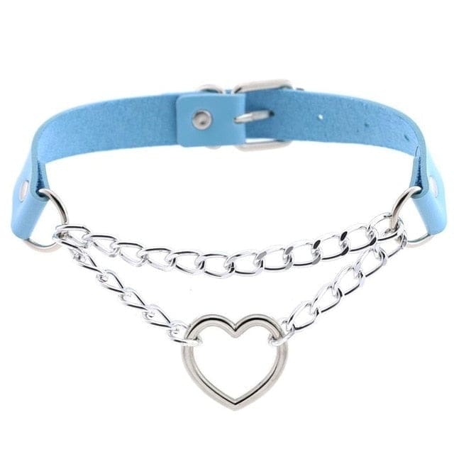 Kawaii chained valentine choker necklace collar heart loop babe