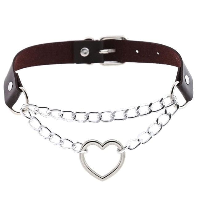 Kawaii chained valentine choker necklace collar heart loop babe