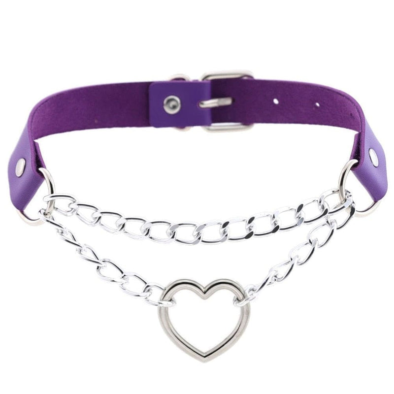 Kawaii chained valentine choker necklace collar heart loop babe