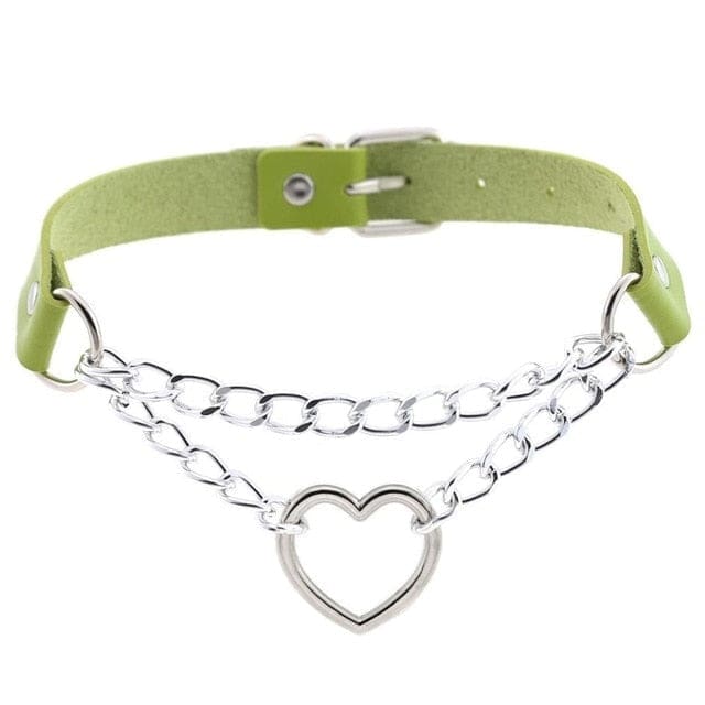 Kawaii chained valentine choker necklace collar heart loop babe