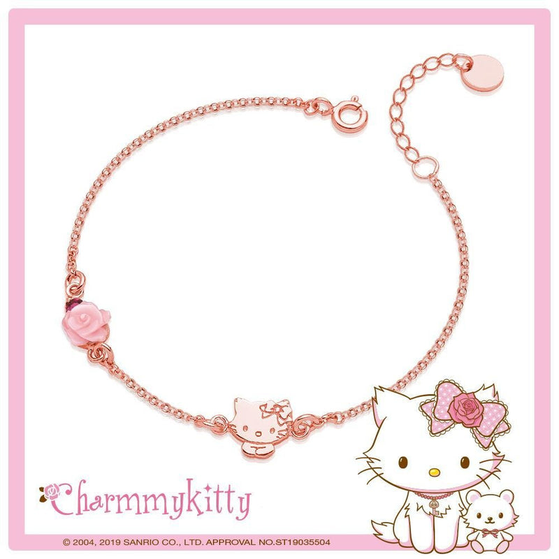 Charmmy rose gold jewelry set - bracelet - charmmy kitty - earrings - hello - jewelry