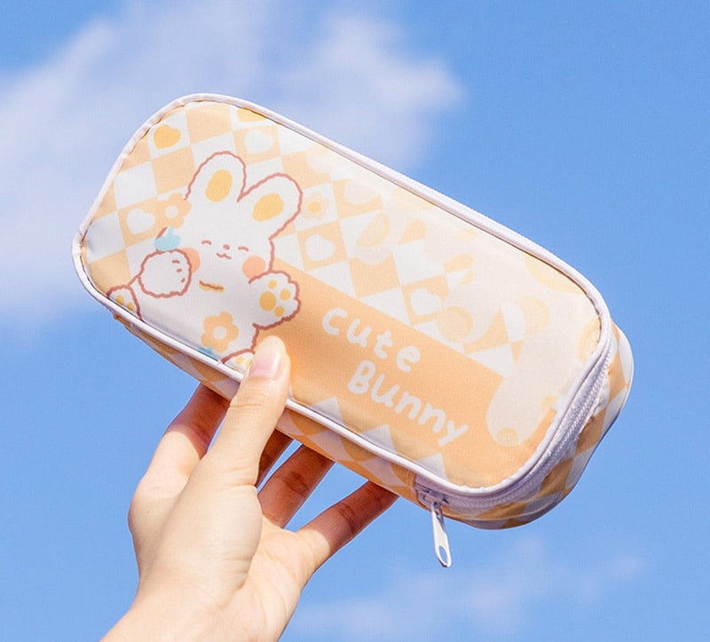 Checkerboard bunny cosmetic case - bag - beauty - bunny - checkered - kawaii