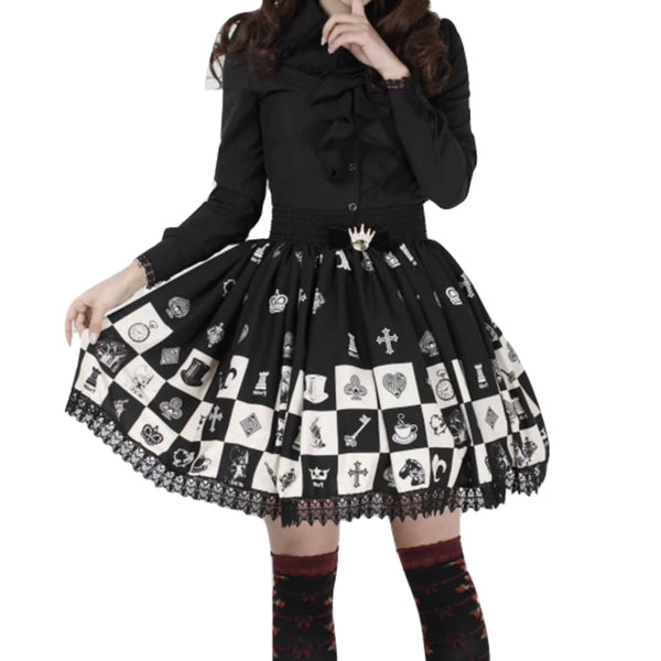 Checkered chess skirt - black and white - checkerboard - checkered - checks