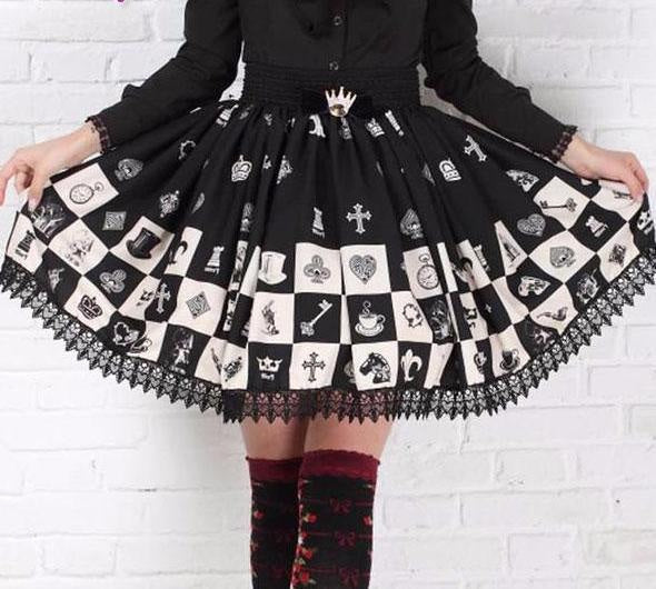 Checkered chess skirt - black and white - checkerboard - checkered - checks