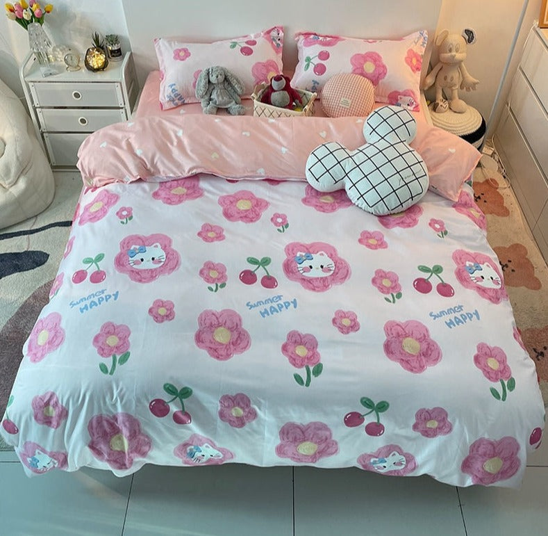 Cherry kitty bedding set - bedding - bedspread - duvet - hello kitty - home decor