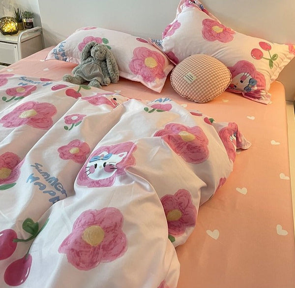 Cherry kitty bedding set - bedding - bedspread - duvet - hello kitty - home decor