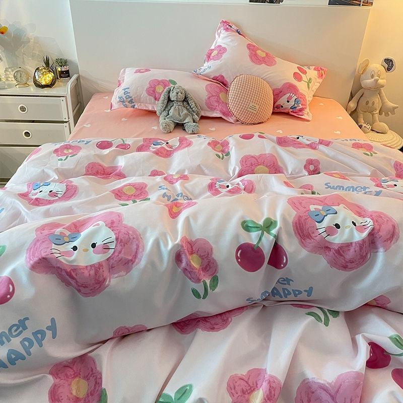 Cherry kitty bedding set - bedding - bedspread - duvet - hello kitty - home decor