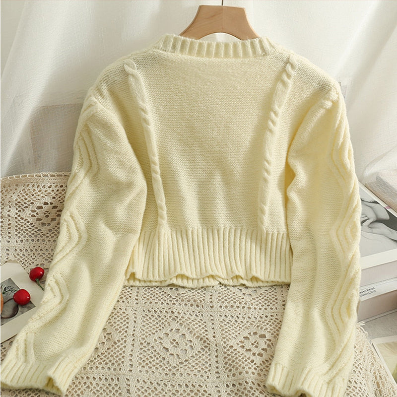 Cherry knitted cropped cardigan - cardigan - kawaii - sweater