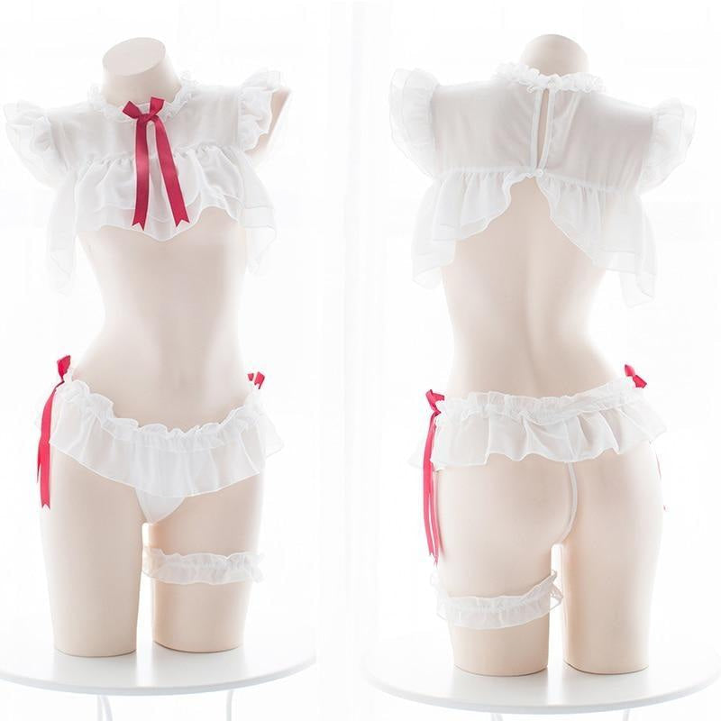 Chiffon Student Lingerie Set Cosplay White Chiffon Kawaii Babe Chiffon Student Lingerie Set Cosplay White Chiffon Kawaii Babe