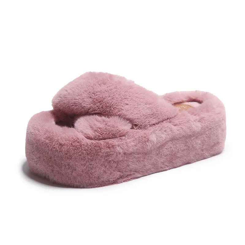 Chunky fuzzy sandal slippers - footwear - new - sandals - shoes - slides