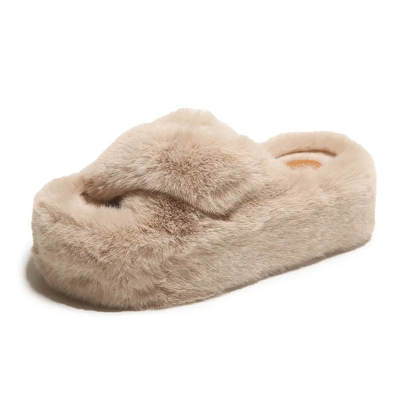 Chunky fuzzy sandal slippers - footwear - new - sandals - shoes - slides