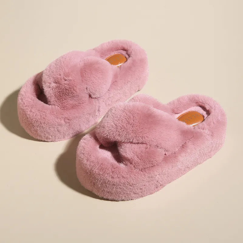 Chunky fuzzy sandal slippers - footwear - new - sandals - shoes - slides