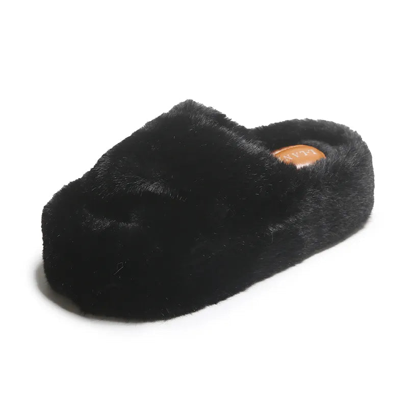 Chunky fuzzy sandal slippers - footwear - new - sandals - shoes - slides