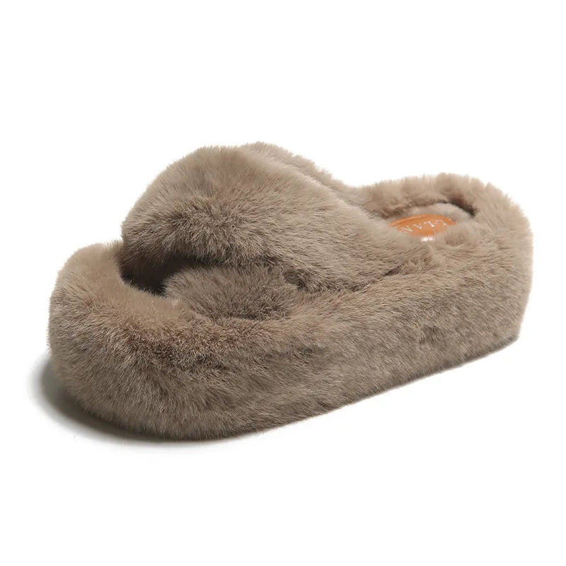 Chunky fuzzy sandal slippers - footwear - new - sandals - shoes - slides