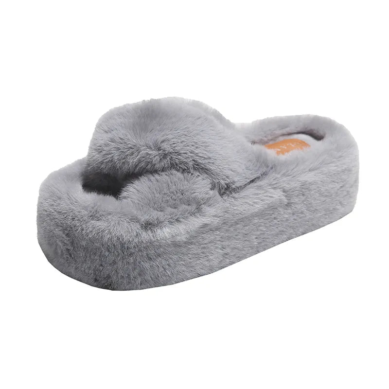 Chunky fuzzy sandal slippers - footwear - new - sandals - shoes - slides