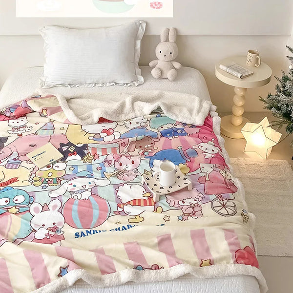 Cinna fuzzy quilted bedding - bedding - cinnamoroll - comforter - kawaii - quilt