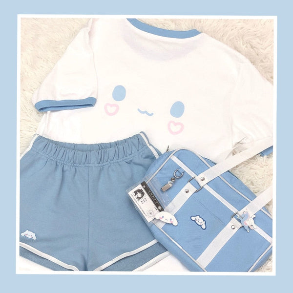 Cinna & kuromi activewear set - bag - blue - cinna - cinnamoroll - kawaii