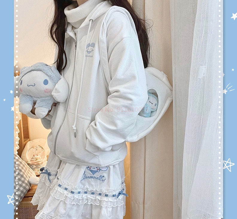 Cinna oversized zip up hoodie - cinnamoroll - kawaii - long sleeve - sanrio - sweater