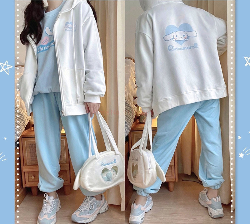 Cinna oversized zip up hoodie - cinnamoroll - kawaii - long sleeve - sanrio - sweater