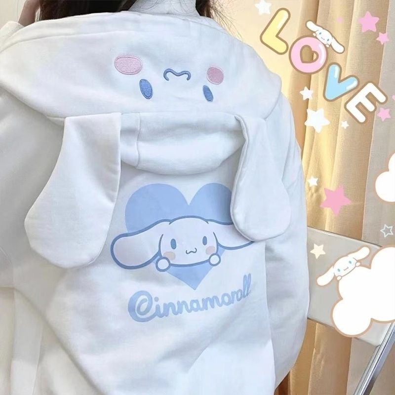 Cinna oversized zip up hoodie - cinnamoroll - kawaii - long sleeve - sanrio - sweater