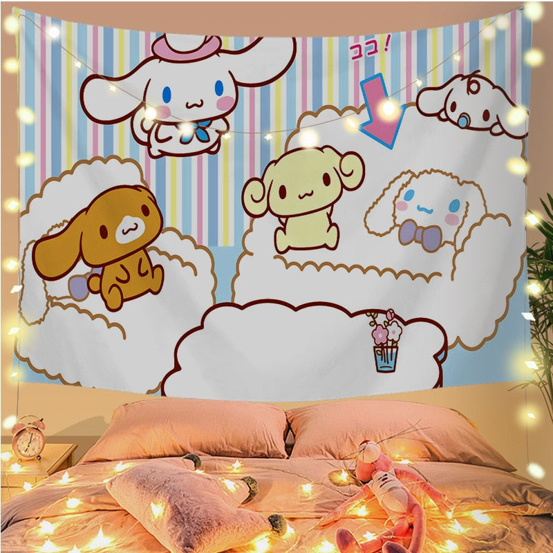 Cinna wall tapestry - cinnamoroll - home decor - kawaii - kuromi - my melody