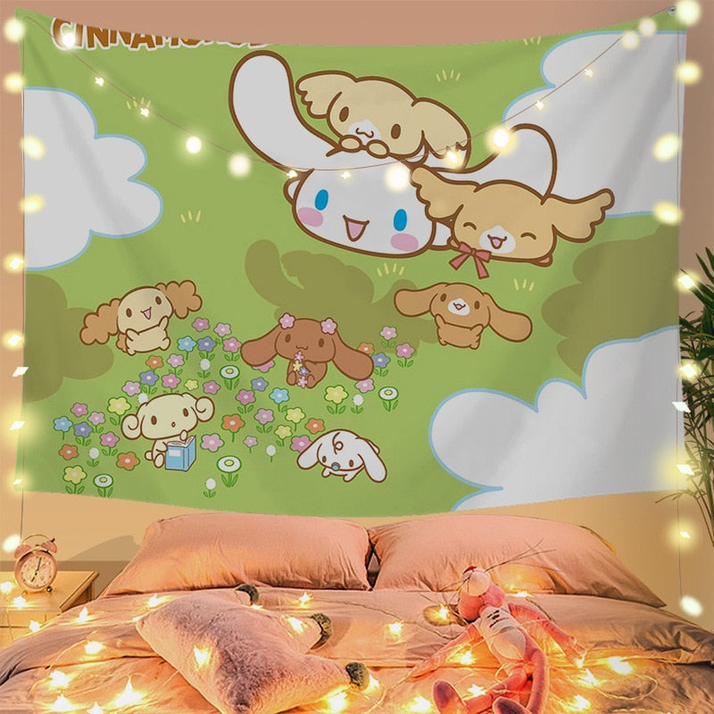 Cinna wall tapestry - cinnamoroll - home decor - kawaii - kuromi - my melody