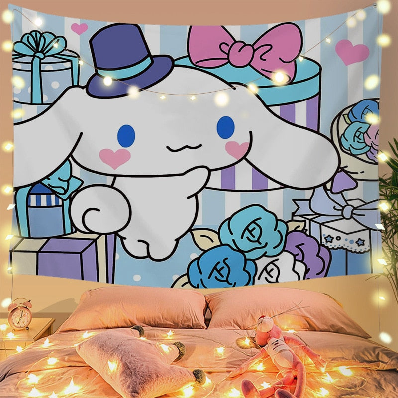 Cinna wall tapestry - cinnamoroll - home decor - kawaii - kuromi - my melody