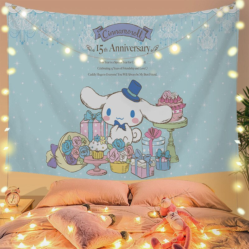 Cinna wall tapestry - cinnamoroll - home decor - kawaii - kuromi - my melody