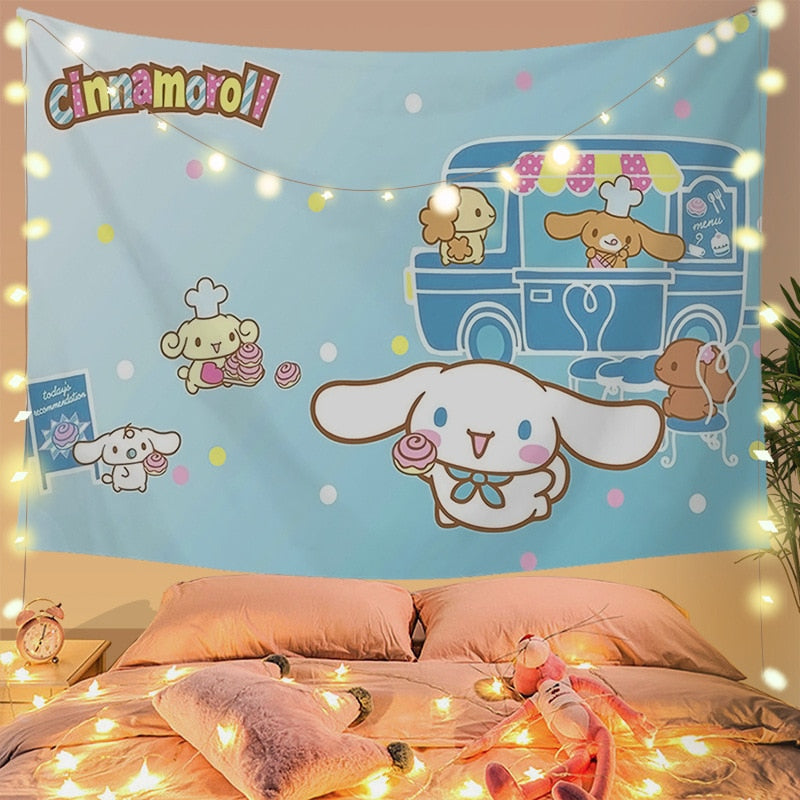 Cinna wall tapestry - cinnamoroll - home decor - kawaii - kuromi - my melody