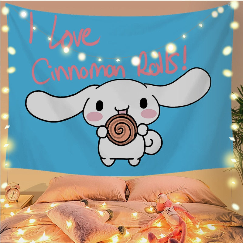 Cinna wall tapestry - cinnamoroll - home decor - kawaii - kuromi - my melody