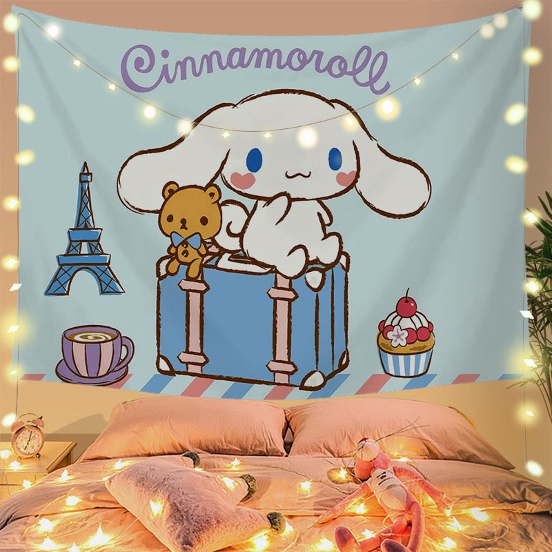 Cinna wall tapestry - cinnamoroll - home decor - kawaii - kuromi - my melody