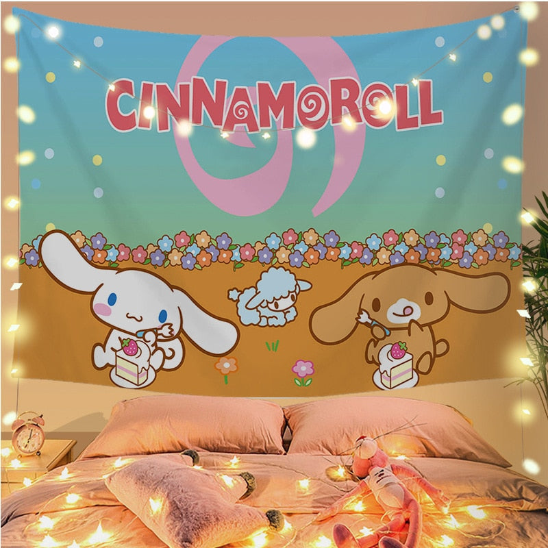 Cinna wall tapestry - cinnamoroll - home decor - kawaii - kuromi - my melody