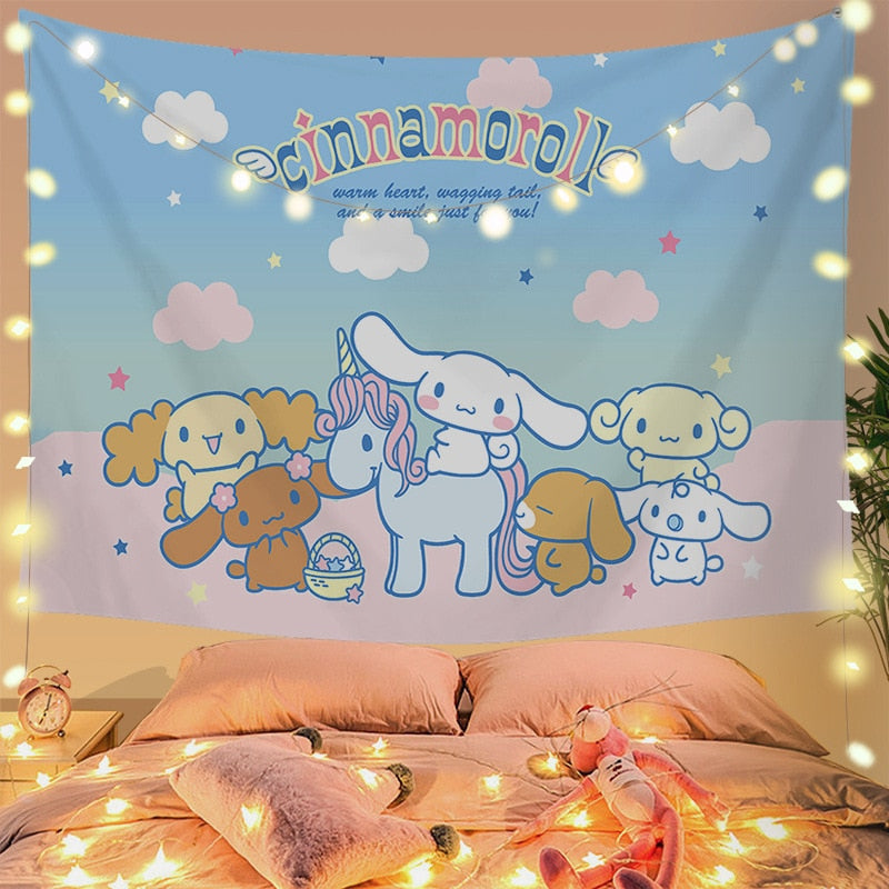 Cinna wall tapestry - cinnamoroll - home decor - kawaii - kuromi - my melody