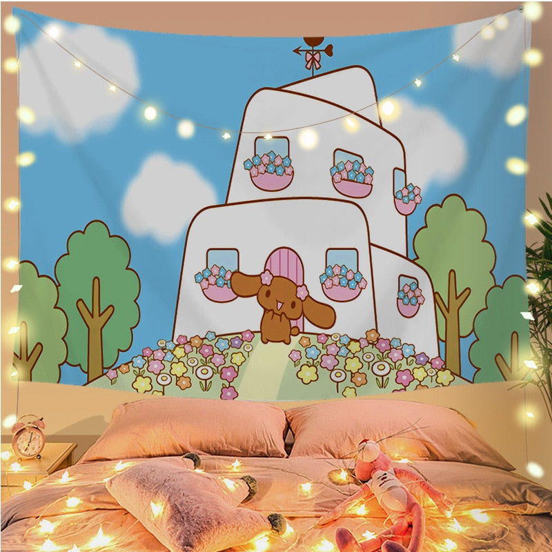 Cinna wall tapestry - cinnamoroll - home decor - kawaii - kuromi - my melody