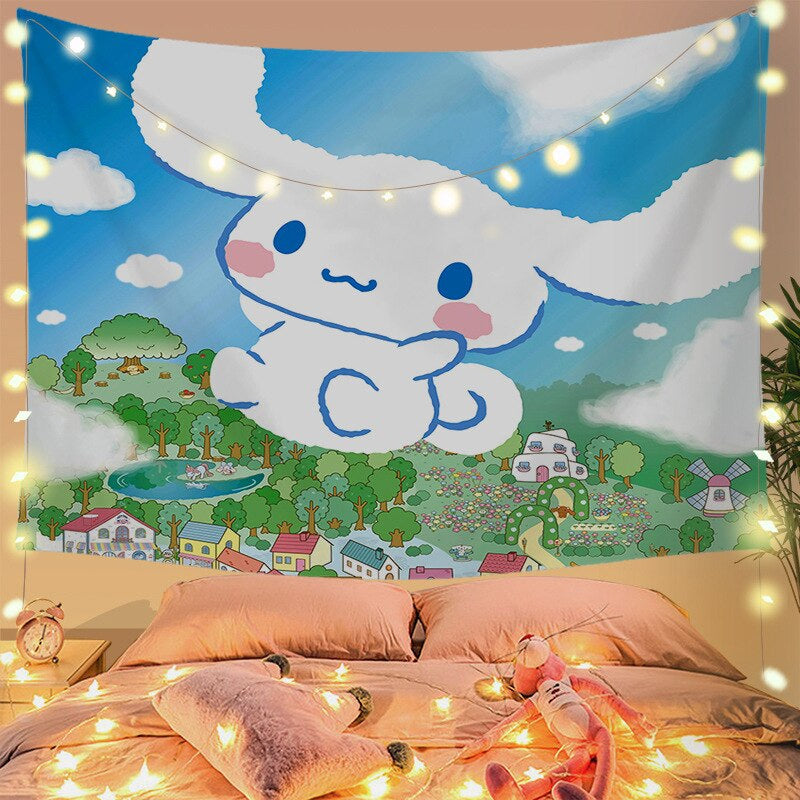 Cinna wall tapestry - cinnamoroll - home decor - kawaii - kuromi - my melody